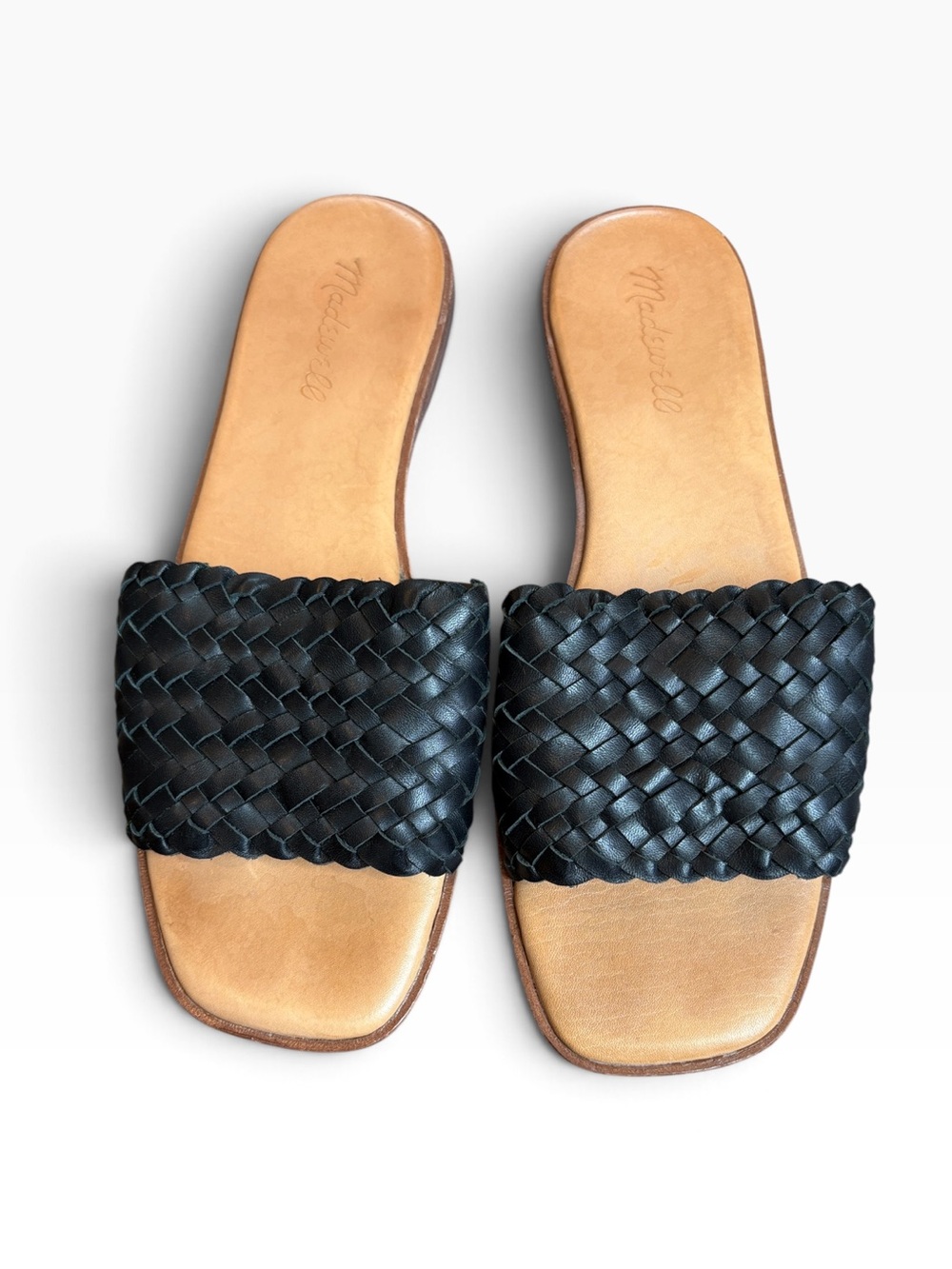 Madewell The Lianne Woven Slide Sandal Women’s 8 Black leather